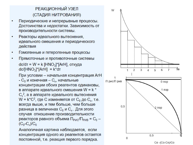 РЕАКЦИОННЫЙ УЗЕЛ  (СТАДИЯ НИТРОВАНИЯ) Периодические и непрерывные процессы. Достоинства и недостатки. Зависимость от